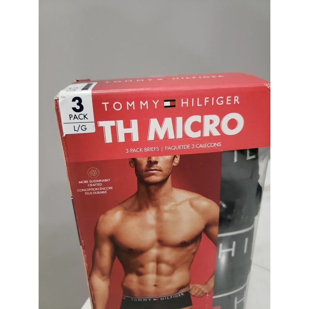 MENS SIZE LARGE Tommy Hilfiger Men's TH Micro Brief 3-Pack Black